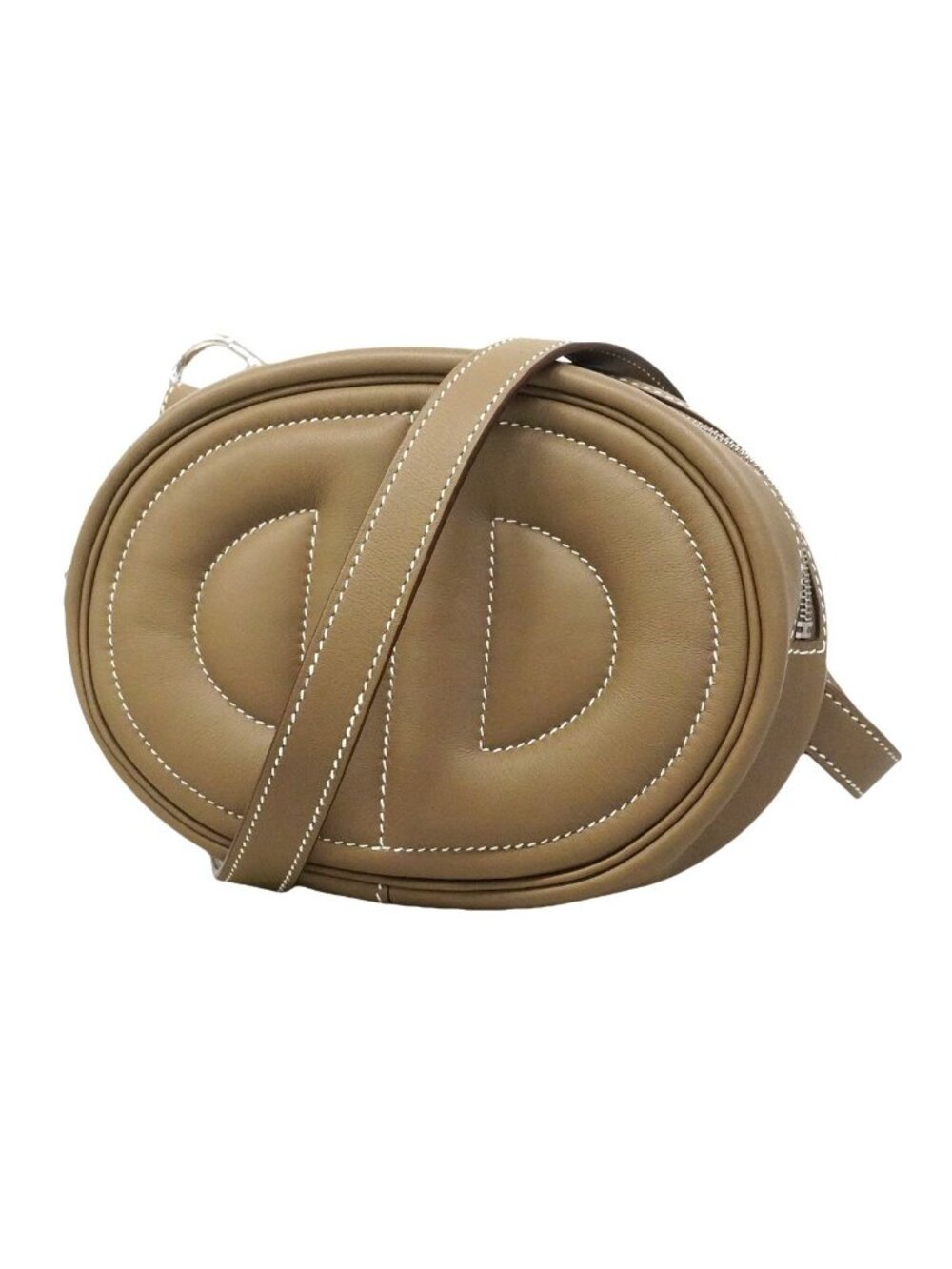 Hermes Shoulder Bag in the Loop Swift Etoupe Silver